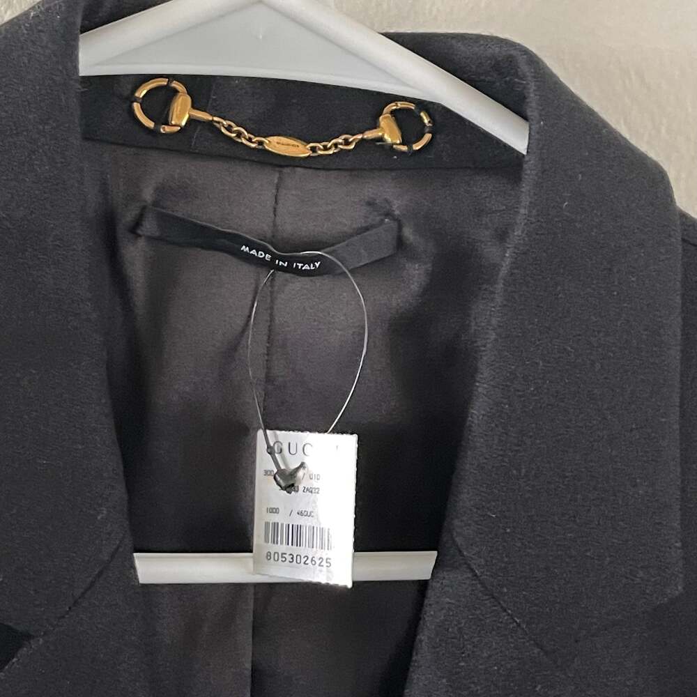 Gucci NWT Archival 2013 Black Wool Cashmere Peplum Blazer Jacket 46 IT US 10 - Picture 10 of 16